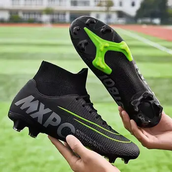 Черни футболни обувки за мъже, модни нови футболни обувки TF / AG за мъже, леки нескользящие бели футболни спортни обувки за мъже
