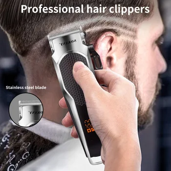 Професионална машина за подстригване Акумулаторна машинка за подстригване, мъжки, електрически нож за рязане на коса LCD акумулаторен тример за оформяне на брада