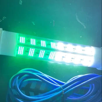 Зелен + син, двойни цветове, 400 W dc 12v, led риболовен лампа, стръв за подводен риболов, стръв за калмари