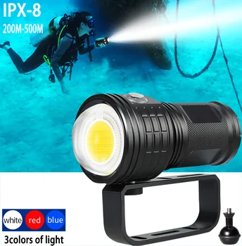 Професионален led фенерче за гмуркане IPX-8, ниво на водоустойчивост, подводна фотография, заполняющий светлина, максимална дълбочина на потапяне 2-500 метра