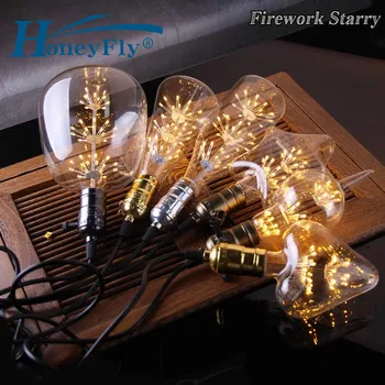 HoneyFly led крушка на Едисон E27 220 В, реколта лампа на нощното небе, ретро фойерверки, лампи, с регулируема яркост, домашна коледна украса, клуб