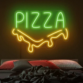 Неонова реклама за пица, персонализирани подаръци, акрилни неонова лампа за магазин пица, монтиране на украса за кухня, led светлини, знаци
