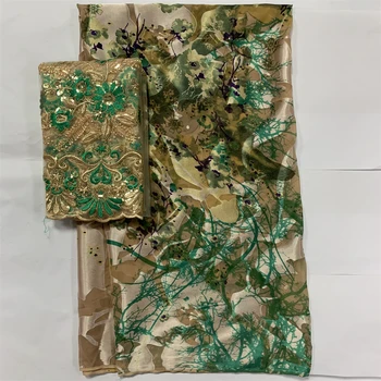 5 + 2 ярд выгоревшей копринени тъкани, наподобяващи коприна плат с цветен модел, плат с африканските принтом, тюлевая лейси плат и набор от шалове