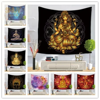 Гоблен с индийските будистки принтом за стая на живо Tiktok, украсата на дома спални, на фона на тъкани, гоблени с молитви и пожелания
