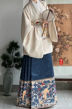 Квадратен яка на династията Мин Ръкав Пипа пола с лошадиным лице Оригиналната приказка китайска мода Hanfu Daily Autumn Fashion Уста
