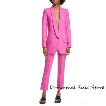 Женски костюм от 2 теми, дамски комплекти, панталони за градинска партита, бизнес ежедневие тънък блейзър женски костюм (яке + панталон)