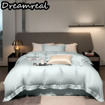 Dreamreal Комплект спално бельо от чист бамбук кралски размери Органичен бамбук Луксозни пухени Чаршаф Калъфка Леко охлаждащо бельо