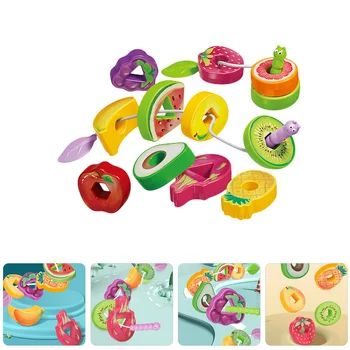 Играчки с дърворезба, просветляющие мультяшные плодове, чрез шнурове, блокове за деца, образователни играчки