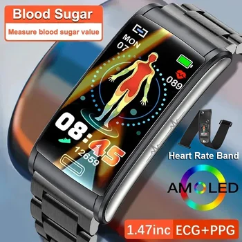 Измерване нивото на кръвната захар смарт часовници за жени ЕКГ + ТОЧКИ кръвно налягане спортни умни часовници за мъже глюкометр часовници дамски 2023 Новост