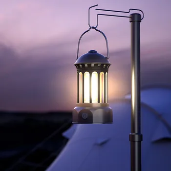 Градинска лампа за къмпинг, атмосферни лампа за къмпинг, лампа за палатка, преносим ретро фенер, осветление, преносима лампа за къмпинг