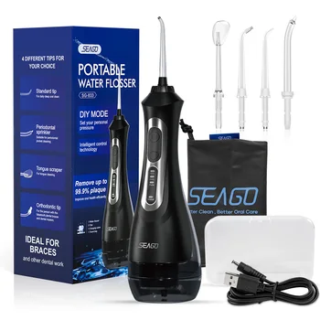 Иригатор за устната кухина и зъбите SEAGO, преносима водна нишка, USB-акумулаторна водна струя, IPX7, стоматологичен резервоар за вода с обем 200 мл