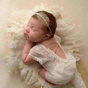 Реквизит за снимки на новородени, завързана гащеризон за момиче, комплект с превръзка на главата, костюм на принцеса за бебета, облекло
