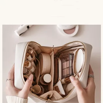 Малка водоустойчива чанта във формата на черупка от яйце, модерна чанта за грим на поръчка, косметичка за пътуване с крем, вертикална косметичка за крема