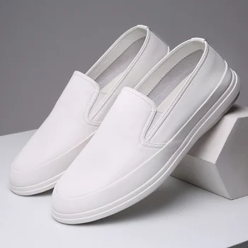Корейската версия Бели обувки мъжки Нова тенденция, Ежедневни Мъжки обувки кожени мода-леки, меки мъжки лоферы Sed