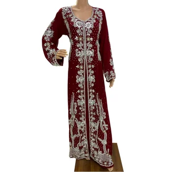 Тъмно бордовое рокля от жоржета, Мароко, Дубай, халат, модни дрехи Farasha в Европа и АМЕРИКА