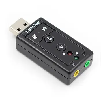 7.1 Външна звукова карта USB, стереомикрофон, високоговорители, аудио жак за слушалки, кабел адаптер 3.5 мм, подходящ за КОМПЮТЪР и лаптоп