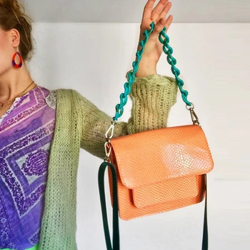Луксозна дамска чанта на рамото си, персонални акрилна верига от риба везни, модерен брендовый дизайн, универсална портативна чанта-месинджър за подмишниците