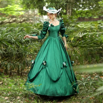Зелени рокли за абитуриентски бал в стил рококо от 18-ти век, на Кралското барок, cosplay, Хелоуин, Весела Коледа, Викторианска рокля във викториански стил дантела