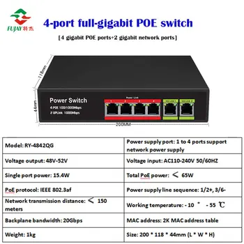 4-портов switch Poe Производител 2 изгряващите канал Poe 802.3 af 48v Мрежова 4-портов gigabit ethernet unmanaged switch poe