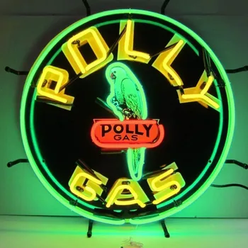 Polly Gas Бензинов Принт Неонова Светлинна Табела Станция За Поръчка На Ръчно Изработени Истинска Стъклена Тръба Рекламен Интериор На Стаята Дисплей Неонова Лампа 19 