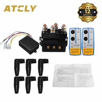 ATCLY универсален 4x4 12V 500Amp HD електрически контактор, соленоид управление на лебедка, двойна безжично дистанционно управление, комплект за възстановяване на контролера