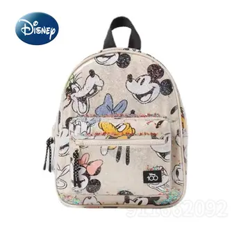 Disney Mickey Нова детска раница, училищен чанта за прекрасни момичета с шарени от карикатура, висококачествен и модерен училищен раницата с принтом пайети, луксозен марка