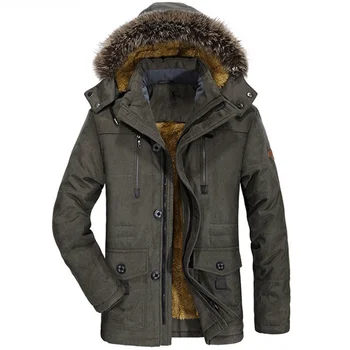 Есенно-зимния ново коварен топло мъжко памучно палто с висока яка със средна дължина