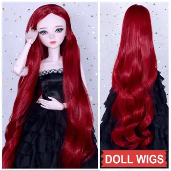 Куклен перука за момичета, многоцветни преки дълга коса, къдрава коса за Bjd 1/3, аксесоари за кукли, играчки за момичета
