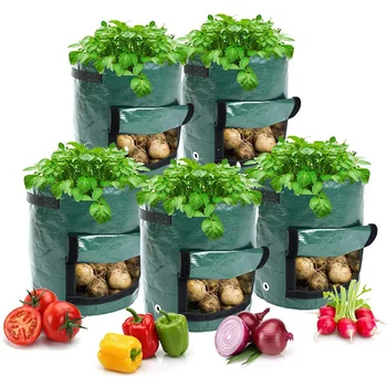 Чанта за отглеждане на Зеленчуци, Картофи PE Торби За Отглеждане на Зеленчуци С Дръжка Сгъсти Чанта За Отглеждане на Зеленчуков Лук Чанта За Растенията Външни Градински Саксии