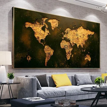 Модерна, абстрактна карта на света 5d пълна картина на диамантена САМ Стенни живопис Бродерия на кръстат бод Декор за хола