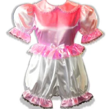 Френски хит на продажбите, направени по поръчка дантелени розово-бели сатенени панталони за възрастни и деца, комплект за момиченце за поръчка