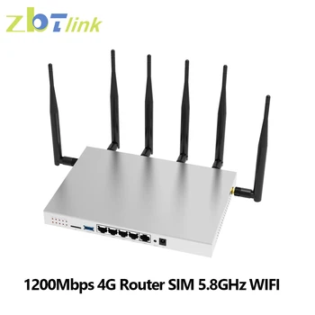 Zbtlink 1200 Mbit/s 4G Рутер двойна лента Gigabit ethernet Безжична WIFI Оперативна памет 256 MB Флаш памет 16 MB с LTE-модем СИМ-карта 4 * LAN WAN за 64 Потребители