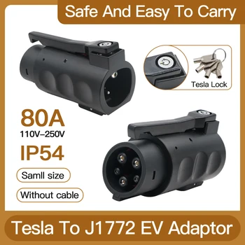 Адаптер за зарядно устройство ERDAN за електрически автомобили Tesla Type 1 80A за автомобили SAE J1772 за наем Type 1 Жак и станция от страна на Tesla Male