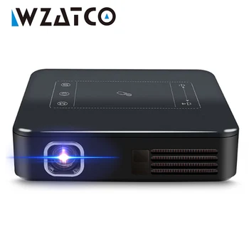 WZATCO D13 Android 7,1 Мини Джобен Проектор 4K Smart Pico DLP Преносими led WIFI Вградена Батерия Проектор за Домашно Кино