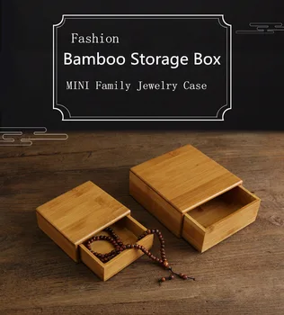 Висококачествена Малка Бамбук Скоростна Модни Бижута Просто за Съхранение Семейни Седалките МИНИ Натурален Дисплей Подарък Кутия W013