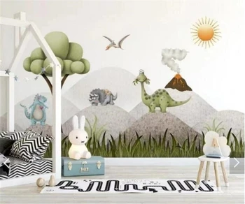 Скандинавски носталгия карикатура динозавър детска стая, телевизор, разтегателен фонови картинки декорация на дома, хол, спалня 3d тапети