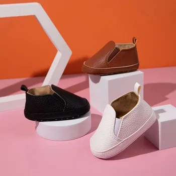 Обувки за новородено, модерни обувки за момчета и момичета, удобни обувки с мека подметка за първата стъпка, бели обувки за кръщение
