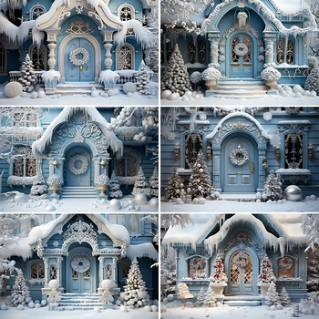 Фон за снимки Mocsicka, зимна Коледна човечето къща, Сняг, Детски семейно парти, портретна декор, на фона на фото студио