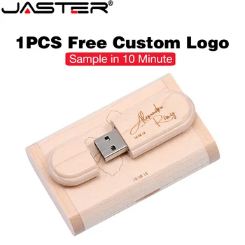 JASTER Дървени Сгъваем Подарък Кутия USB Флаш памети 64 GB Безплатно Лазерно Гравиране на Флаш памет 32 GB Истинският Капацитет на Memory Stick U Диск 16G