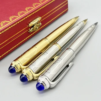 Химикалка писалка LAN CA * T сребристо-златна дизайн с дърворезби, класически гладки офис-канцеларски материали, ученически пособия