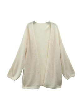 Свободен вязаный жилетка със средна дължина, палта за жени, пролет-лято тънка солнцезащитная риза, топ