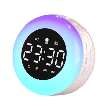 2023 Bluetooth Високоговорител alarm clock Цветен лека нощ Музикален плейър Зареждане на дигитални часовници-Добрият подарък за Преносим нощни лека нощ
