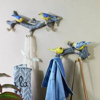 Американската ретро творчески работи стена закачалка с 3D птици, кука за птици от смола, закачалка за закачалки за верандата, закачалка за ключове, стенни декорации, стенен декор, занаяти