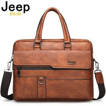 Марката JEEP BULUO, мъжки бизнес портфейл, чанта от спилка, висококачествени мъжки офис чанти за 14-инчов преносим компютър, формат А4, мъжки чанти и калъфи за файлове Causel