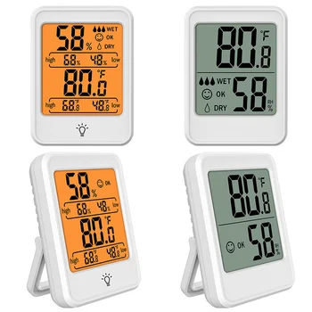 Измерване на температурата и влажността Дигитален домашен електронен цифров дисплей Термометър, влагомер F / ° C Превключване
