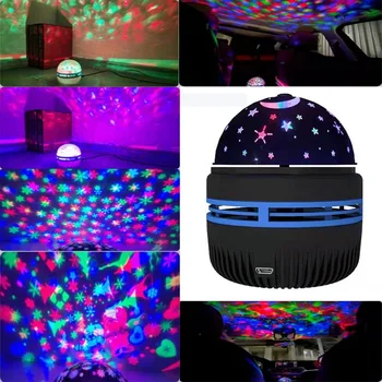 Малък магически топка Проектор, лампа на Нощното небе Кола с цветна лампа Мини-скок DJ Въртящи се с кристална лампа