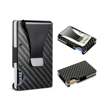 Държач за карти мъжки портфейл ултратънък блок RFID от въглеродни влакна преносим лесен и практичен Това е чудесен подарък