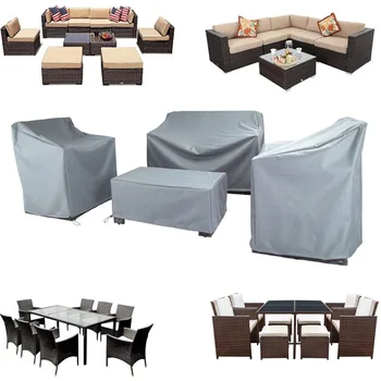 Комплект калъфи за градински мебели, за веранда, вътрешен двор, 1-4 предмет, от здрав и водоустойчив плат 210D, калъф за дивана на открито