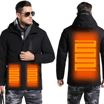 Мъжко зимно яке с USB-топъл, мъжко водонепроницаемое светоотражающее палто с качулка, мъжки топло парк, памучен ветровка, мъжки дождевики