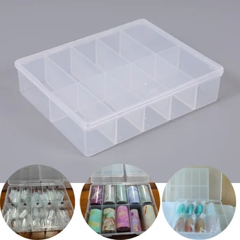 10 Мрежи Прозрачна пластмасова кутия за съхранение на бижута за нокти, органайзер за типсов за нокти, кутия за дизайн на ноктите, кристали, дисплей, празна кутия
